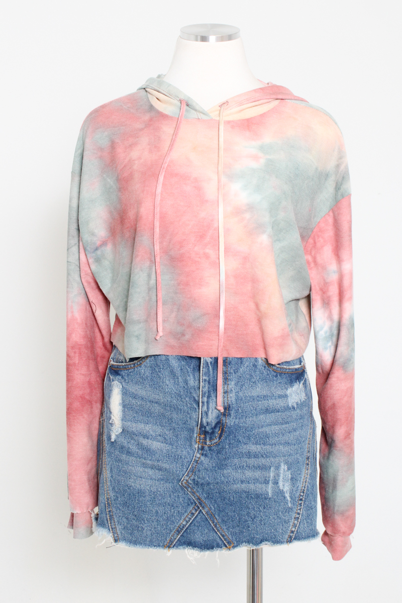 tie dye crop top hoodie